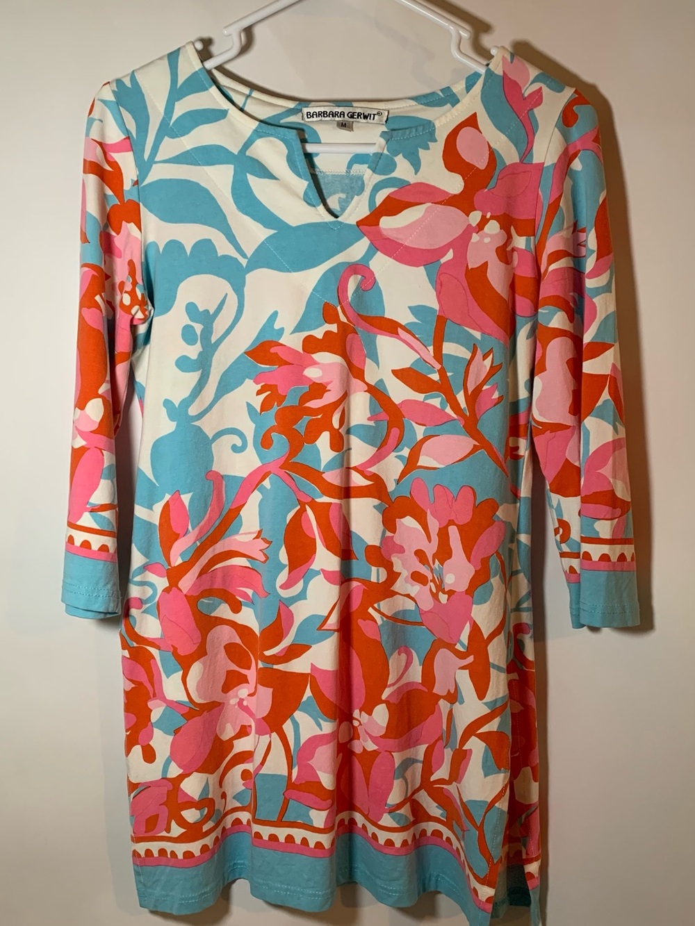 Barbara Gerwit Vibrant Floral Tunic in Blue, Pink & Orange